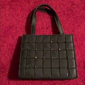 Black beaded cocktail purse